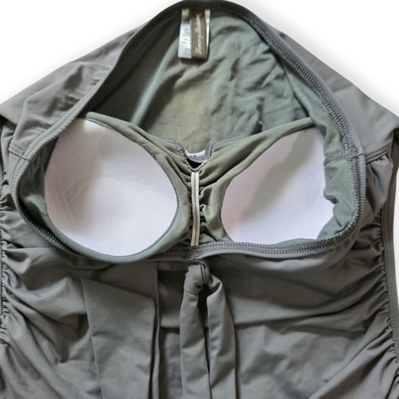 Tommy Bahama Bandeau Halter  One Piece Swimsuit, Gray, Size 16 - Picture 6 of 11